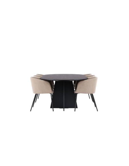Matgrupp Bootcut med Berit matstolar, 230 × 115 cm
