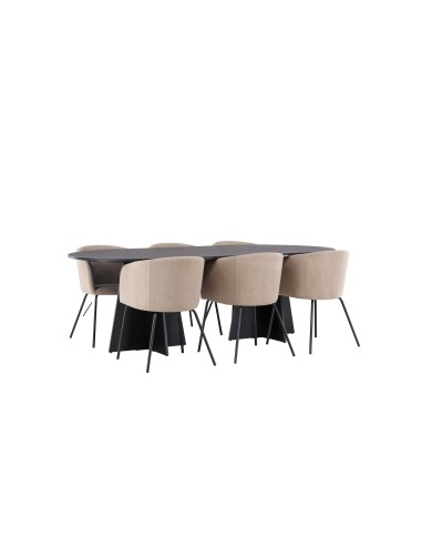 Matgrupp Bootcut med Berit matstolar, 230 × 115 cm