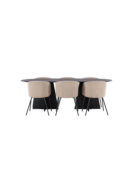 Matgrupp Bootcut med Berit matstolar, 230 × 115 cm