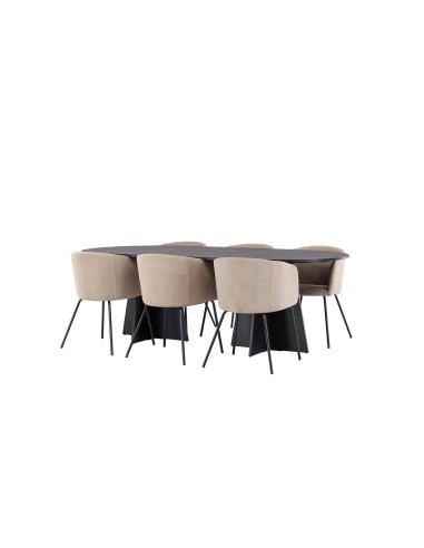 Matgrupp Bootcut med Berit matstolar, 230 × 115 cm