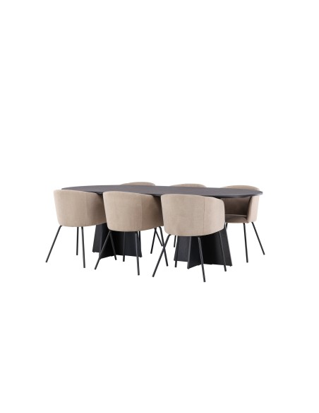 Matgrupp Bootcut med Berit matstolar, 230 × 115 cm
