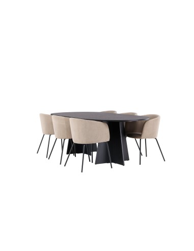 Matgrupp Bootcut med Berit matstolar, 230 × 115 cm