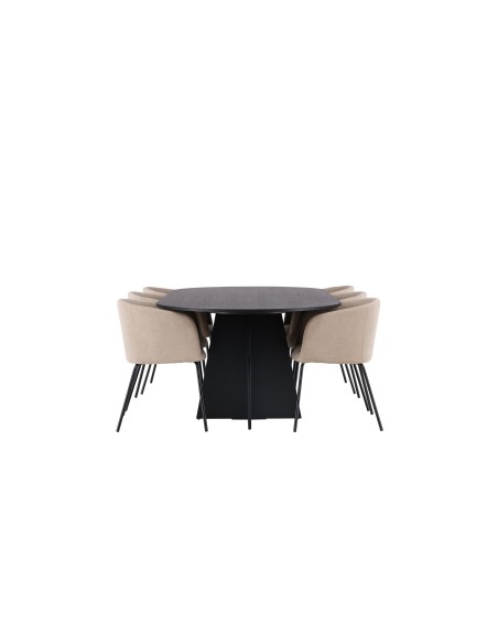 Matgrupp Bootcut med Berit matstolar, 230 × 115 cm