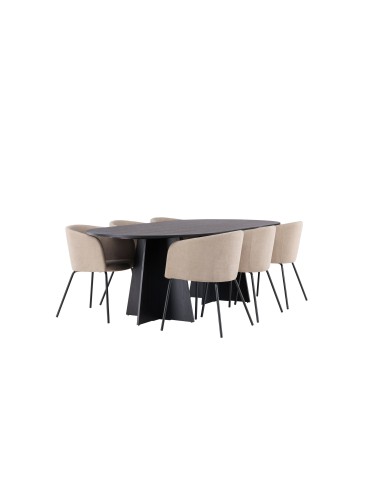 Matgrupp Bootcut med Berit matstolar, 230 × 115 cm