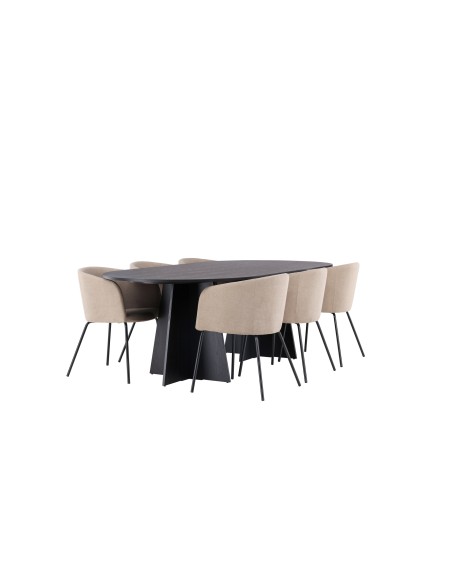 Matgrupp Bootcut med Berit matstolar, 230 × 115 cm