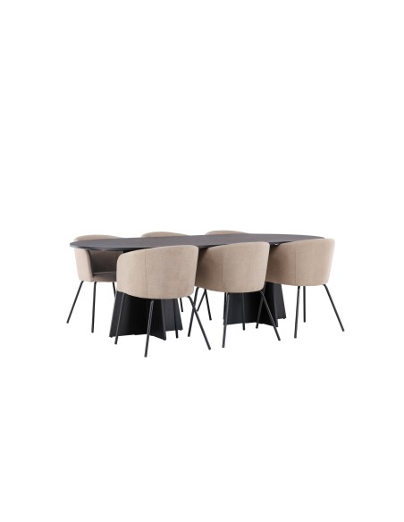 Matgrupp Bootcut med Berit matstolar, 230 × 115 cm