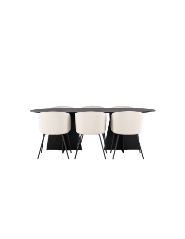 Matgrupp Bootcut med Berit matstolar, 230 × 115 cm