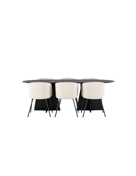 Matgrupp Bootcut med Berit matstolar, 230 × 115 cm