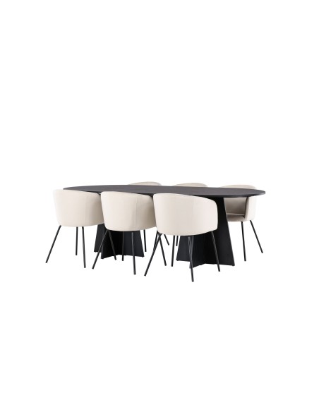 Matgrupp Bootcut med Berit matstolar, 230 × 115 cm