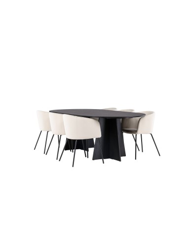 Matgrupp Bootcut med Berit matstolar, 230 × 115 cm