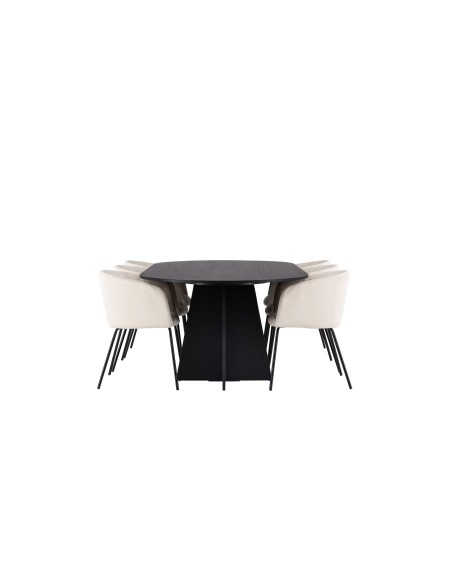 Matgrupp Bootcut med Berit matstolar, 230 × 115 cm