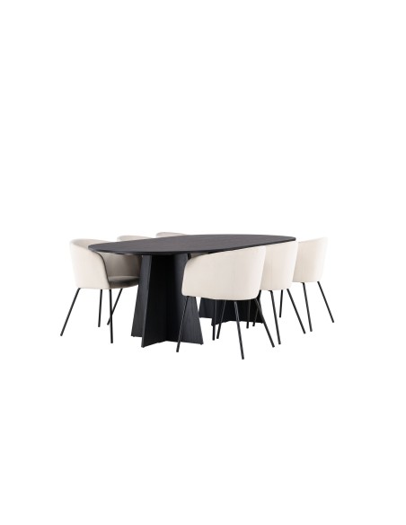Matgrupp Bootcut med Berit matstolar, 230 × 115 cm