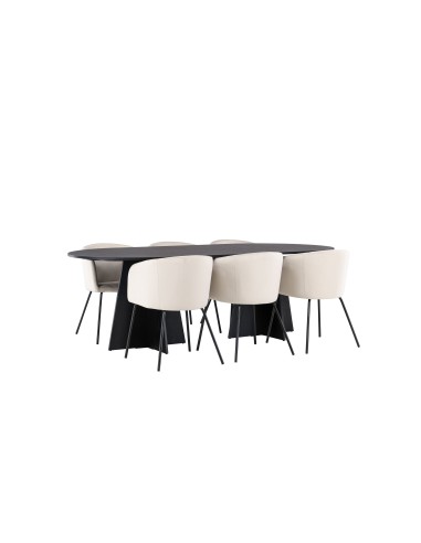 Matgrupp Bootcut med Berit matstolar, 230 × 115 cm