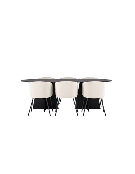 Matgrupp Bootcut med Berit matstolar, 230 × 115 cm