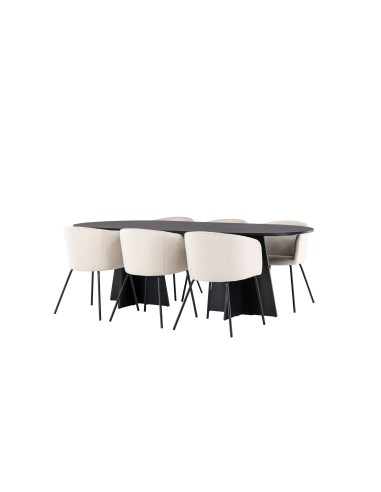 Matgrupp Bootcut med Berit matstolar, 230 × 115 cm