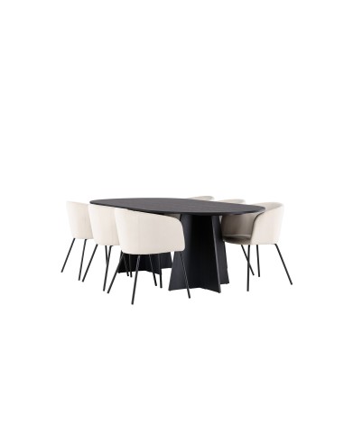 Matgrupp Bootcut med Berit matstolar, 230 × 115 cm