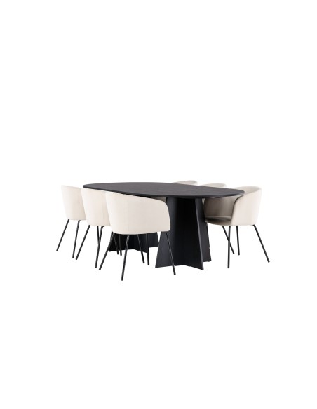 Matgrupp Bootcut med Berit matstolar, 230 × 115 cm