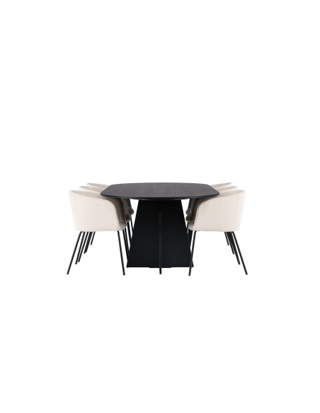 Matgrupp Bootcut med Berit matstolar, 230 × 115 cm