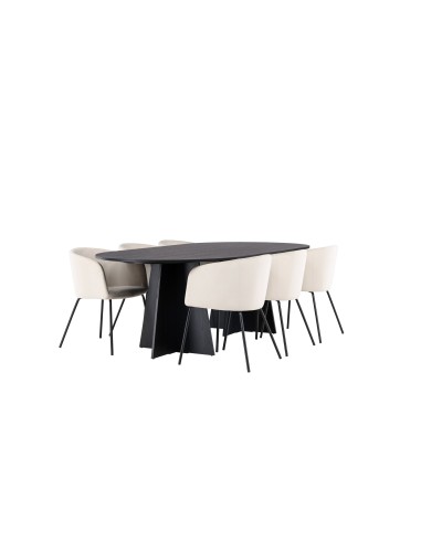 Matgrupp Bootcut med Berit matstolar, 230 × 115 cm