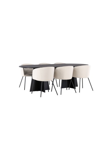 Matgrupp Bootcut med Berit matstolar, 230 × 115 cm