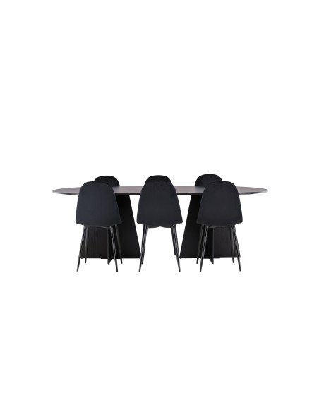 Matgrupp Bootcut med Polar matstolar, 230 × 115 cm