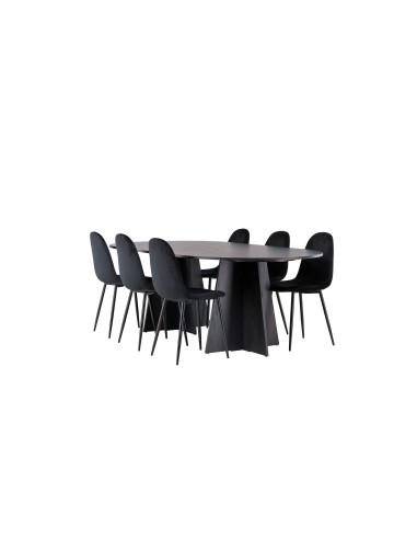 Matgrupp Bootcut med Polar matstolar, 230 × 115 cm