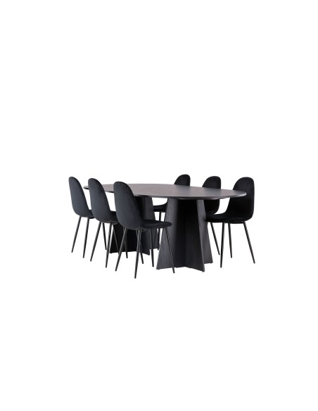 Matgrupp Bootcut med Polar matstolar, 230 × 115 cm