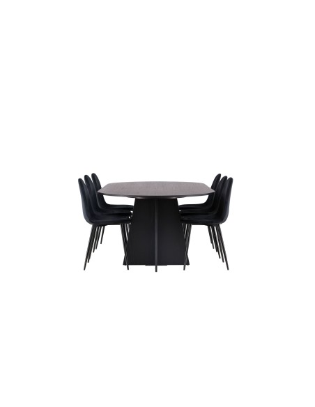 Matgrupp Bootcut med Polar matstolar, 230 × 115 cm