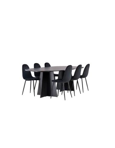 Matgrupp Bootcut med Polar matstolar, 230 × 115 cm
