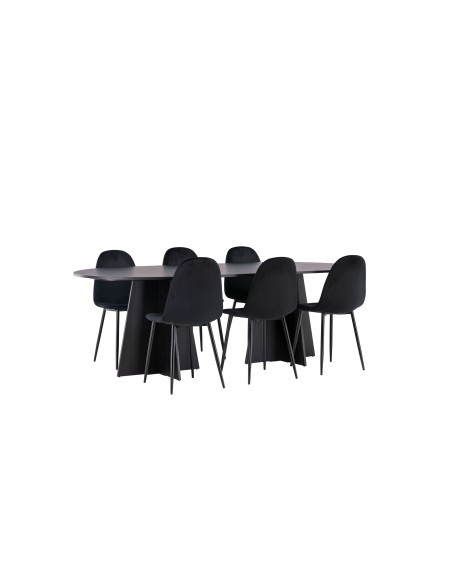 Matgrupp Bootcut med Polar matstolar, 230 × 115 cm