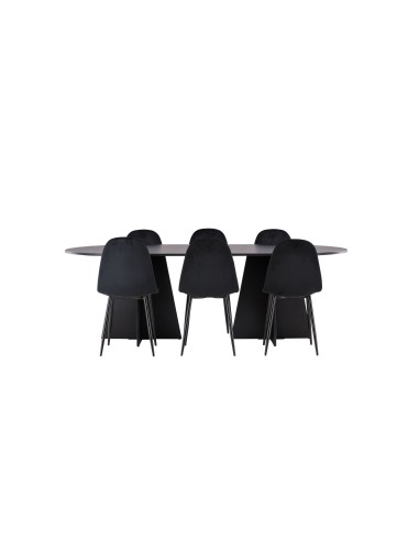 Matgrupp Bootcut med Polar matstolar, 230 × 115 cm