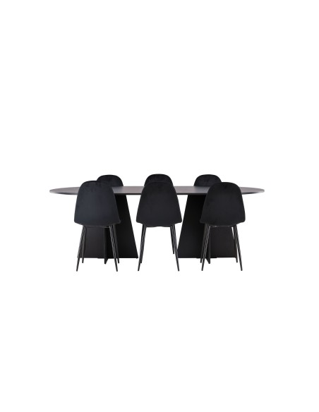 Matgrupp Bootcut med Polar matstolar, 230 × 115 cm