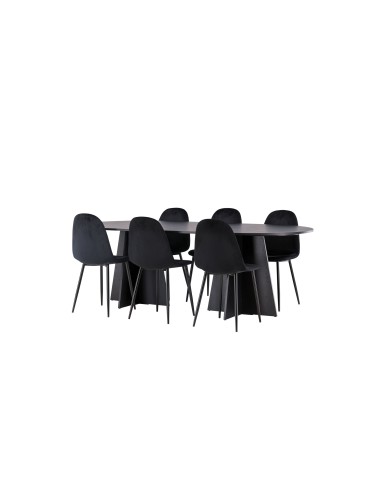 Matgrupp Bootcut med Polar matstolar, 230 × 115 cm