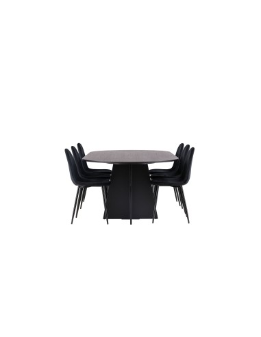 Matgrupp Bootcut med Polar matstolar, 230 × 115 cm
