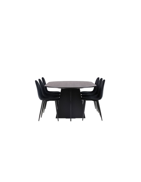 Matgrupp Bootcut med Polar matstolar, 230 × 115 cm