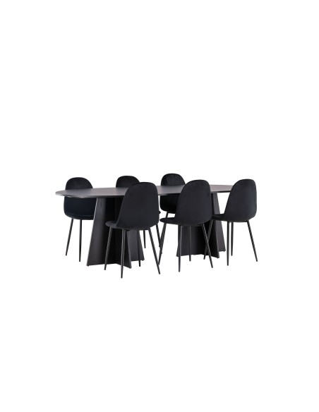 Matgrupp Bootcut med Polar matstolar, 230 × 115 cm