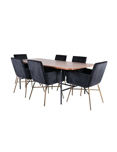 Matgrupp Uno med Petra matstolar, 200 × 90 cm