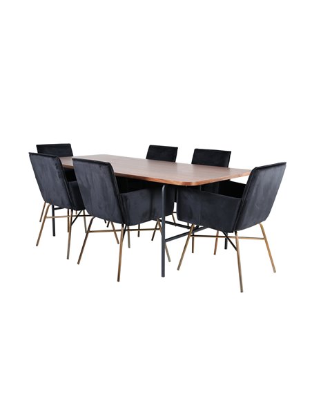Matgrupp Uno med Petra matstolar, 200 × 90 cm