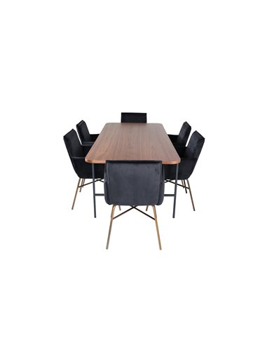 Matgrupp Uno med Petra matstolar, 200 × 90 cm