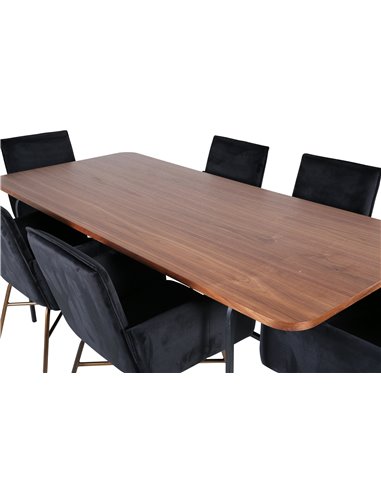 Matgrupp Uno med Petra matstolar, 200 × 90 cm