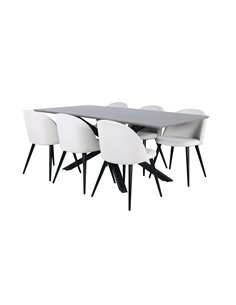 Matgrupp Piazza med Velvet matstolar, 180 × 90 cm