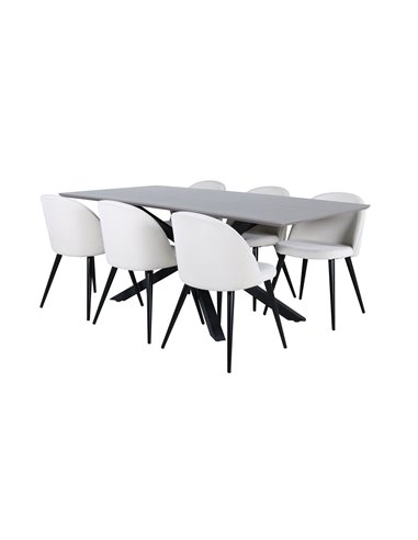 Matgrupp Piazza med Velvet matstolar, 180 × 90 cm