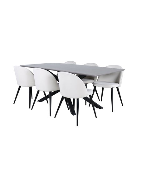 Matgrupp Piazza med Velvet matstolar, 180 × 90 cm