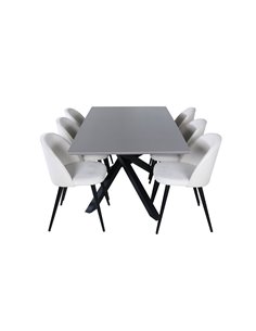 Matgrupp Piazza med Velvet matstolar, 180 × 90 cm 2