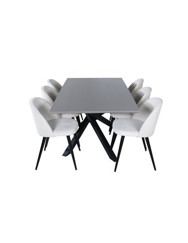 Matgrupp Piazza med Velvet matstolar, 180 × 90 cm