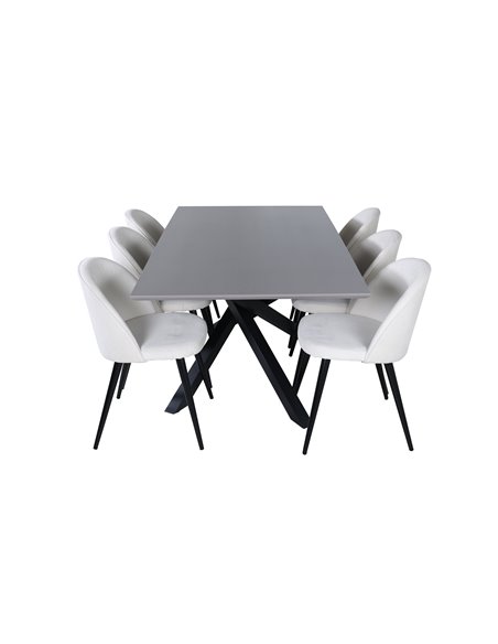 Matgrupp Piazza med Velvet matstolar, 180 × 90 cm