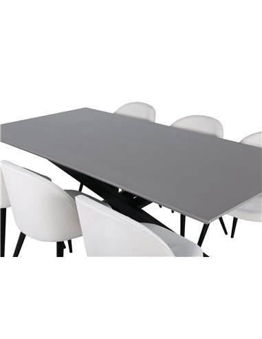 Matgrupp Piazza med Velvet matstolar, 180 × 90 cm