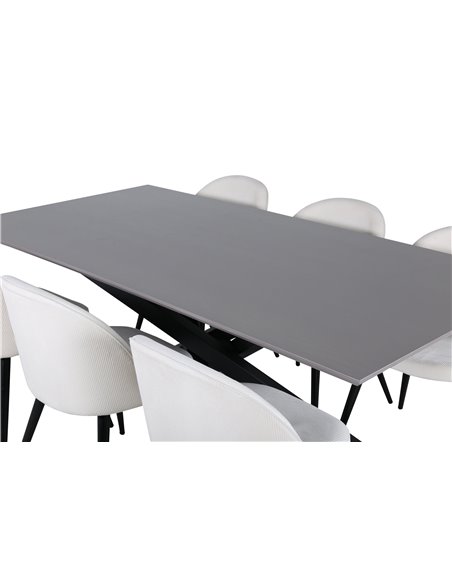 Matgrupp Piazza med Velvet matstolar, 180 × 90 cm