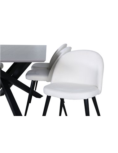 Matgrupp Piazza med Velvet matstolar, 180 × 90 cm