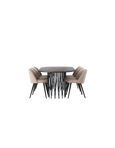 Matgrupp Stone med Velvet matstolar, 220 × 100 cm